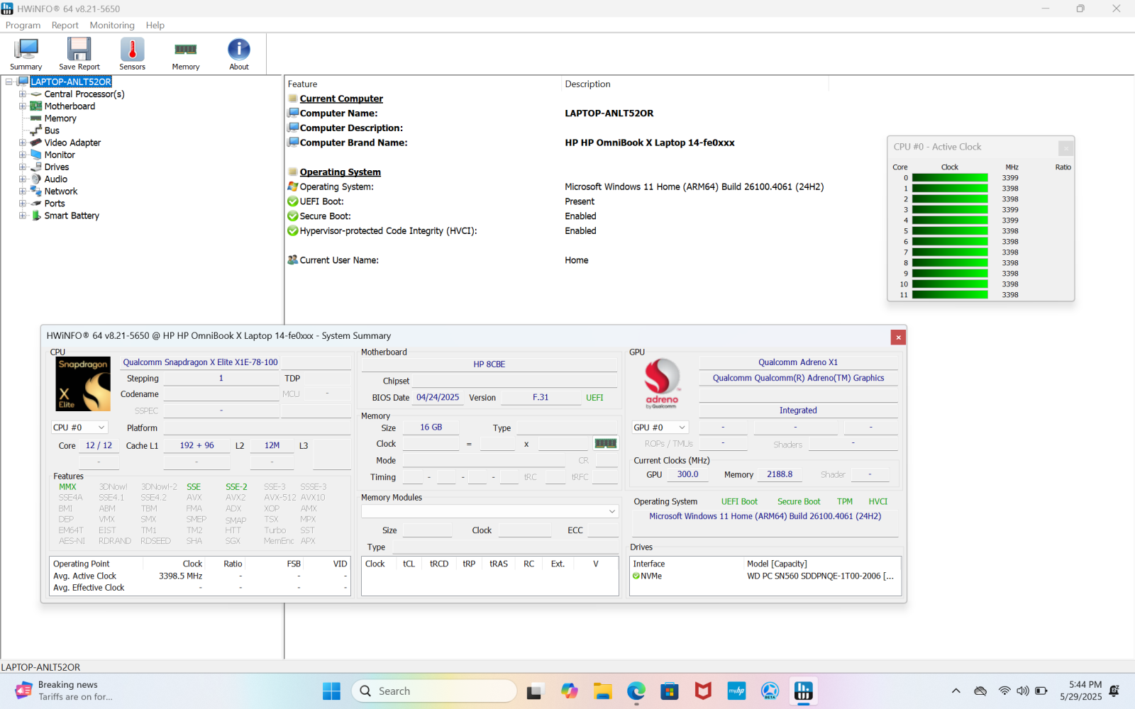 HP - OmniBook X Copilot+ PC 14" 2.2K Touch Laptop, Snapdragon X Elite, 16GB, 1TB - hình ảnh